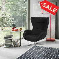 Flash Furniture ZB-WING-BK-FAB-GG Black Fabric Swivel Wing Chair